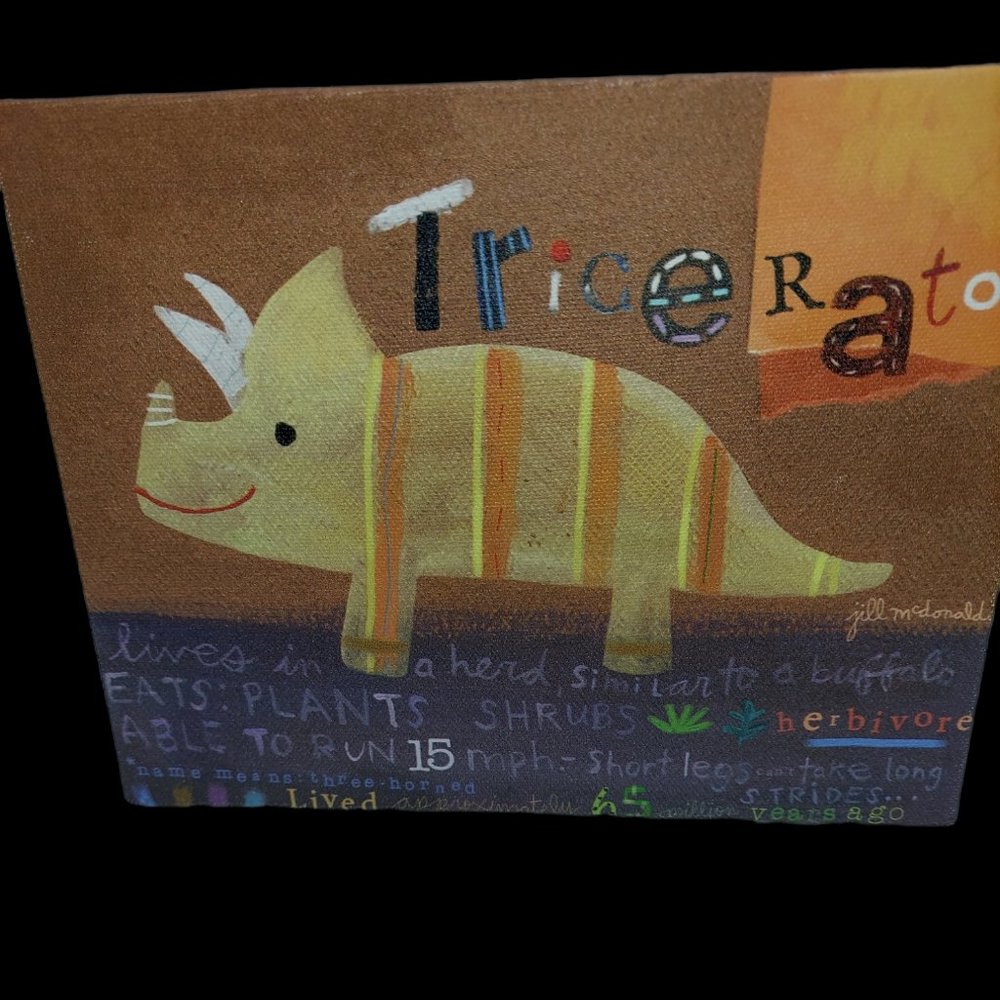 Oopsy Daisy by Jill McDonald Kids Canvas Triceratops Artwork